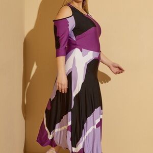 Ashley Stewart Cold Shoulder Printed Maxi DressSize 26/28